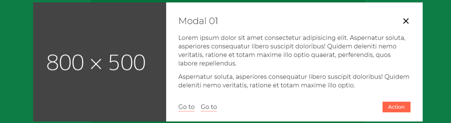 Modal con imagen destacada animada al abrir el modal
